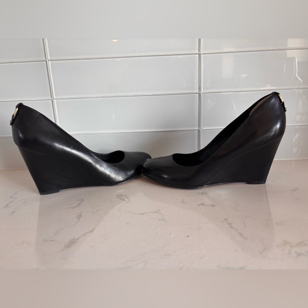 ALDO Black Women's Leather Wedge Heels - Picture 5 of 9